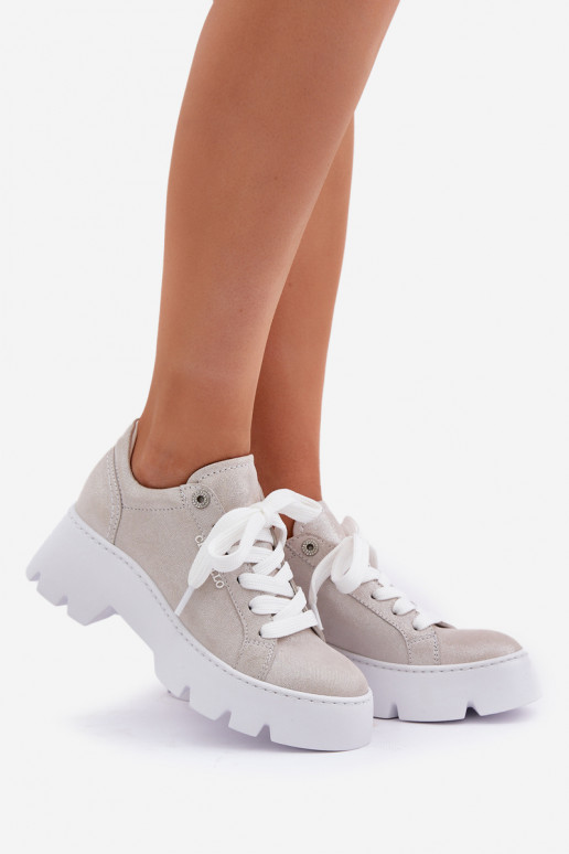 Chaussures modèle baskets baskets avec une plateforme CheBello 4632 couleur argent Chaussures modèle baskets baskets avec une plateforme CheBello 4632 couleur argent