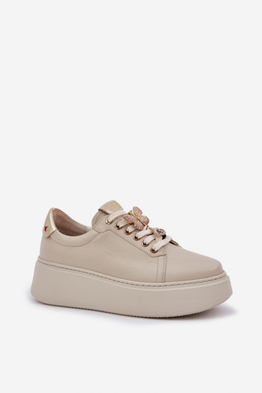 Féminin Peau Chaussures modèle baskets avec une plateforme avec de beaux détails CheBello 4292 couleur ivoire Féminin Peau Chaussures modèle baskets avec une plateforme avec de beaux détails CheBello 4292 couleur ivoire