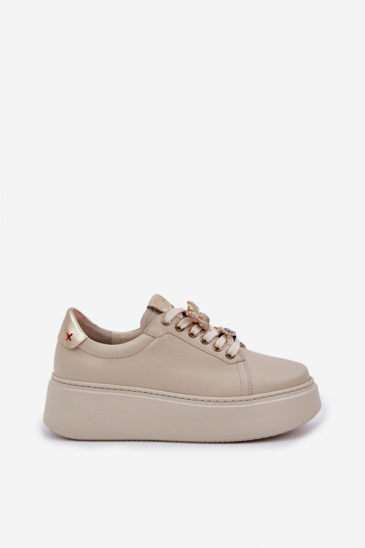 Féminin Peau Chaussures modèle baskets avec une plateforme avec de beaux détails CheBello 4292 couleur ivoire Féminin Peau Chaussures modèle baskets avec une plateforme avec de beaux détails CheBello 4292 couleur ivoire