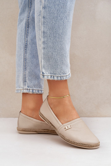 Style élégant Espadrilles en cuir Féminin Zazoo 10177 beige