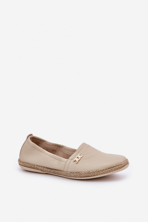 Style élégant Espadrilles en cuir Féminin Zazoo 10177 beige