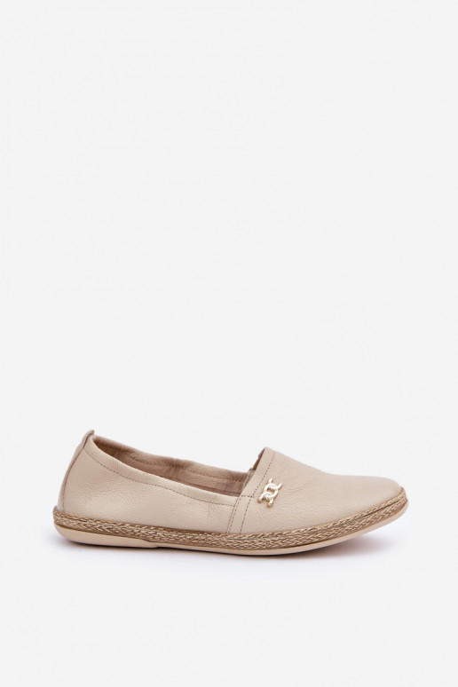 Style élégant Espadrilles en cuir Féminin Zazoo 10177 beige