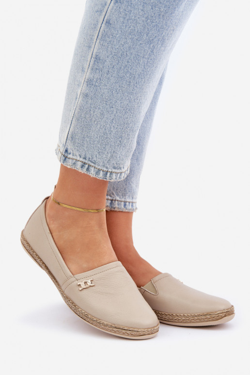 Style élégant Espadrilles en cuir Féminin Zazoo 10177 beige