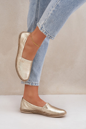 Style élégant Espadrilles en cuir Féminin Zazoo 10177 couleur dorée