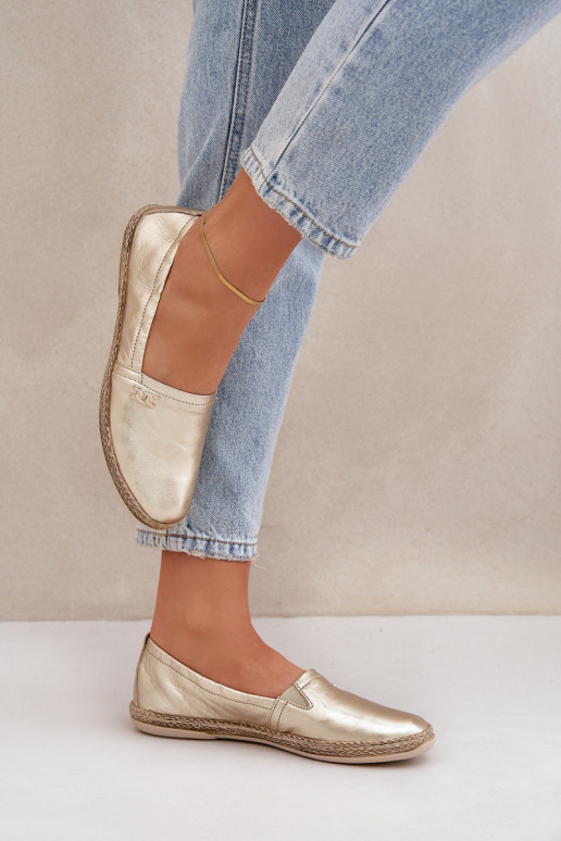 Style élégant Espadrilles en cuir Féminin Zazoo 10177 couleur dorée