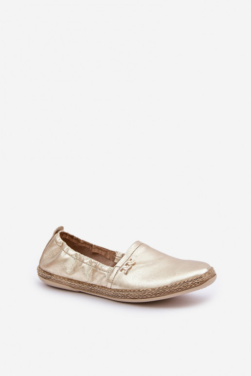 Style élégant Espadrilles en cuir Féminin Zazoo 10177 couleur dorée