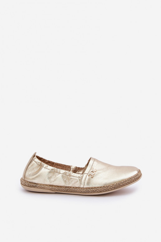 Style élégant Espadrilles en cuir Féminin Zazoo 10177 couleur dorée
