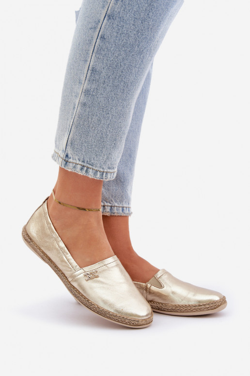 Style élégant Espadrilles en cuir Féminin Zazoo 10177 couleur dorée