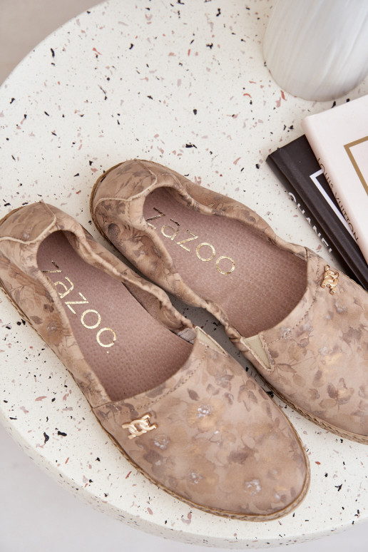 Style élégant Espadrilles en daim avec des fleurs Féminin Zazoo 10177 beige Style élégant Espadrilles en daim avec des fleurs Féminin Zazoo 10177 beige