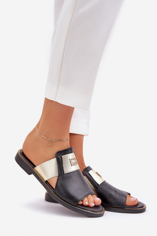 Style élégant Chaussons Fabriqué en cuir naturel avec des talons larges Zazoo 40423 couleur noire Style élégant Chaussons Fabriqué en cuir naturel avec des talons larges Zazoo 40423 couleur noire