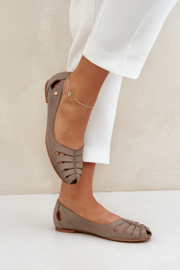 Zazoo 10009 Ballerines confortables en cuir naturel Féminin beige