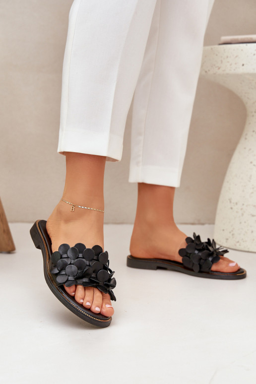 Zazoo 40381 Féminin Pantoufles en cuir avec des talons larges couleur noire Zazoo 40381 Féminin Pantoufles en cuir avec des talons larges couleur noire