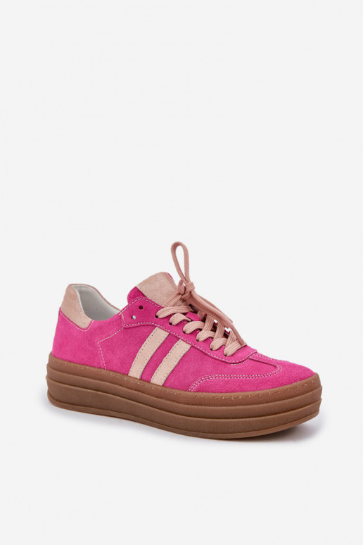 Zazoo N1068S4 Chaussures modèle baskets en daim avec une plateforme couleur rose Zazoo N1068S4 Chaussures modèle baskets en daim avec une plateforme couleur rose