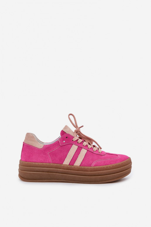 Zazoo N1068S4 Chaussures modèle baskets en daim avec une plateforme couleur rose Zazoo N1068S4 Chaussures modèle baskets en daim avec une plateforme couleur rose