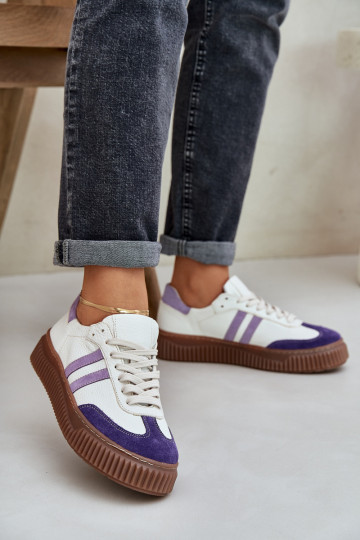 Chaussures de sport en cuir pour femmes avec plateforme Zazoo N1068S6 couleur blanche 2