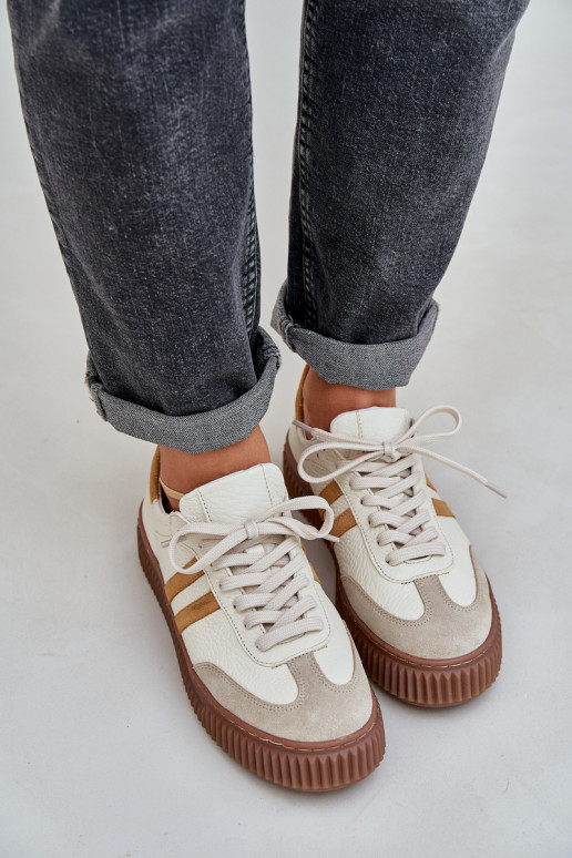 Zazoo N1068S6 Peau Faible Chaussures modèle baskets Féminin avec une plateforme beige Zazoo N1068S6 Peau Faible Chaussures modèle baskets Féminin avec une plateforme beige