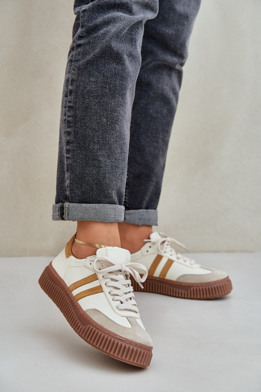 Zazoo N1068S6 Peau Faible Chaussures modèle baskets Féminin avec une plateforme beige Zazoo N1068S6 Peau Faible Chaussures modèle baskets Féminin avec une plateforme beige