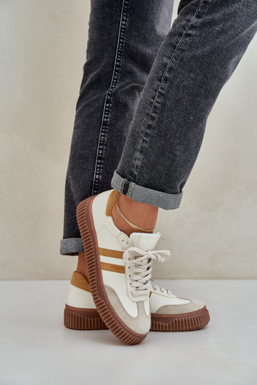 Zazoo N1068S6 Peau Faible Chaussures modèle baskets Féminin avec une plateforme beige Zazoo N1068S6 Peau Faible Chaussures modèle baskets Féminin avec une plateforme beige