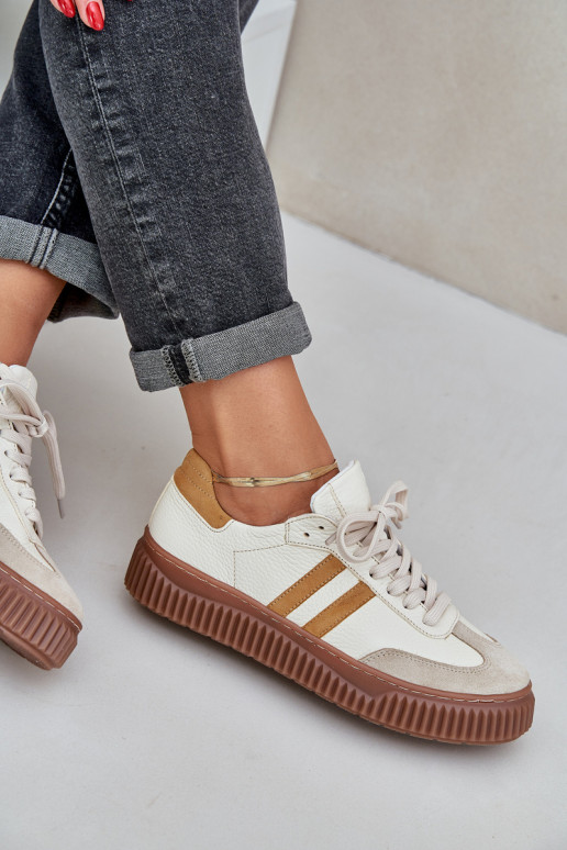 Zazoo N1068S6 Peau Faible Chaussures modèle baskets Féminin avec une plateforme beige Zazoo N1068S6 Peau Faible Chaussures modèle baskets Féminin avec une plateforme beige