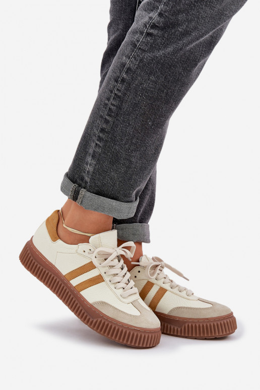 Zazoo N1068S6 Peau Faible Chaussures modèle baskets Féminin avec une plateforme beige Zazoo N1068S6 Peau Faible Chaussures modèle baskets Féminin avec une plateforme beige