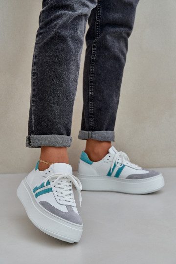 Zazoo N1068S8 Peau Faible Chaussures modèle baskets Féminin avec une plateforme couleur blanche