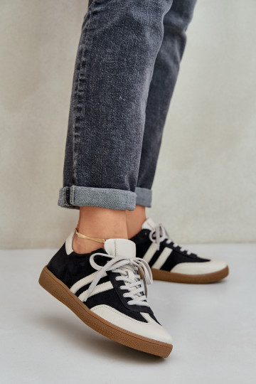Chaussures de sport en cuir pour femmes Zazoo N1068 couleur noire