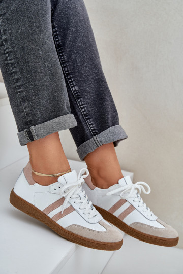 Chaussures de sport en cuir pour femmes Zazoo N1068 couleur sable