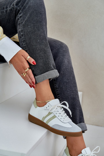 Chaussures de sport en cuir pour femmes Zazoo N1068 couleur blanche