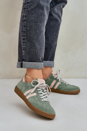 Chaussures de sport en cuir suédé pour femmes Zazoo N1068 couleur verte
