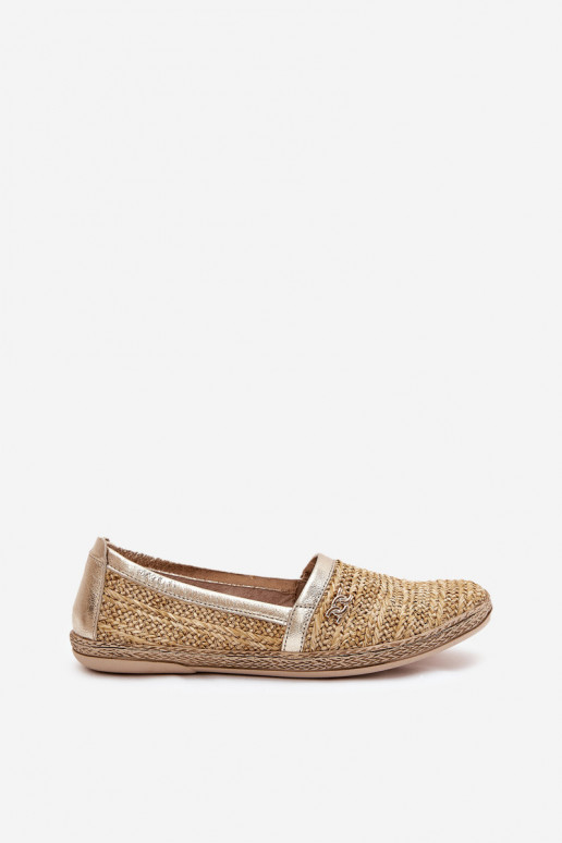 Style élégant Espadrilles en cuir Avec tresse Zazoo 10178 beige-couleur dorée