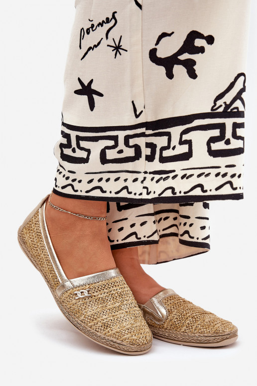 Style élégant Espadrilles en cuir Avec tresse Zazoo 10178 beige-couleur dorée