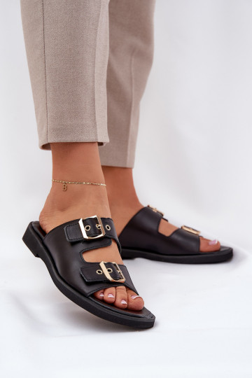 Peau isocèle Chaussons avec boucles Zazoo 3020 couleur noire