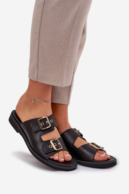 Peau isocèle Chaussons avec boucles Zazoo 3020 couleur noire Peau isocèle Chaussons avec boucles Zazoo 3020 couleur noire