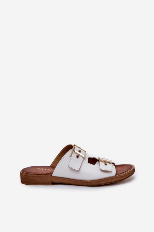 Peau isocèle Chaussons avec boucles Zazoo 3020 couleur blanche Peau isocèle Chaussons avec boucles Zazoo 3020 couleur blanche