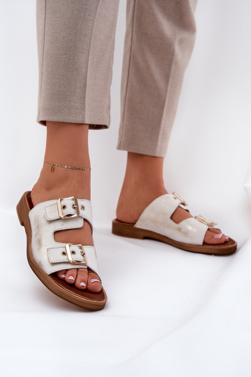 Peau isocèle Chaussons avec boucles Zazoo 3020 couleur dorée Przecierany 2