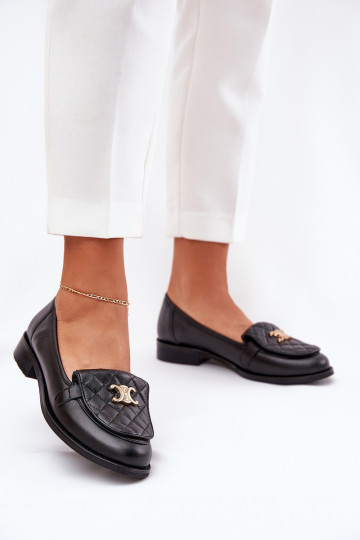 Peau Mocassins avec des détails dorés Laura Messi 2927 couleur noire