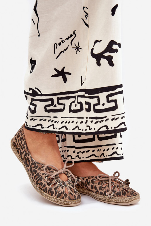 isocèle BallerinesActivéturalnej Skóry avec des motifs en fourrure de léopard Zazoo 10179 marron