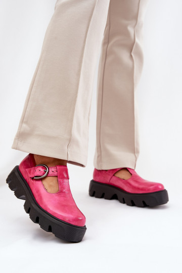 Chaussures en cuir effet laque avec boucles Zazoo 20183 couleur rose