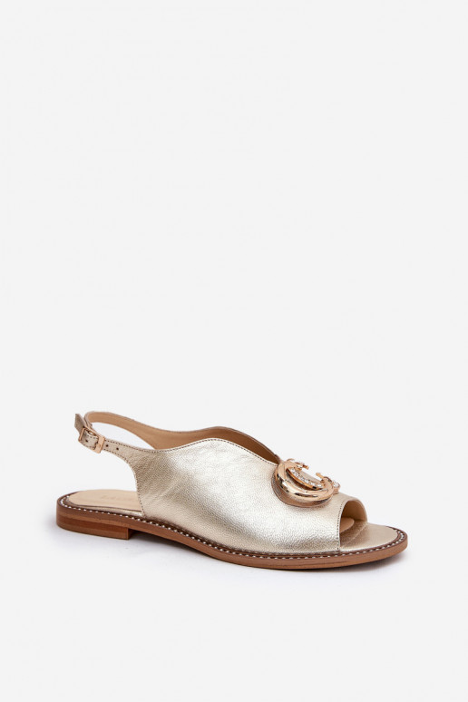 Sandales pour femmes avec des talons larges avec des ornements Laura Messi 2865 couleur dorée Sandales pour femmes avec des talons larges avec des ornements Laura Messi 2865 couleur dorée