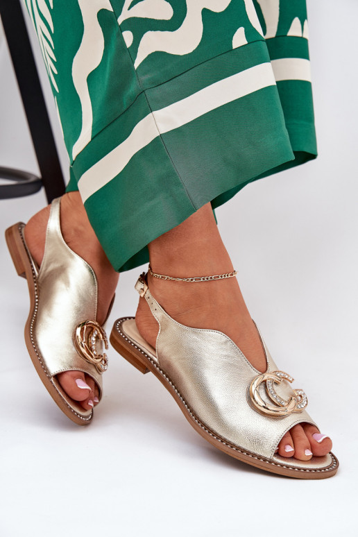 Sandales pour femmes avec des talons larges avec des ornements Laura Messi 2865 couleur dorée Sandales pour femmes avec des talons larges avec des ornements Laura Messi 2865 couleur dorée