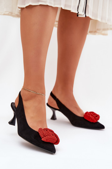 en daim Style élégant Chaussures avec des talons fins CheBello 4666 couleur noire