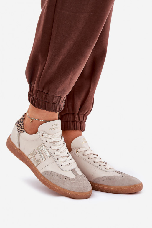 Peau baskets Chaussures modèle baskets Féminin avec des motifs en fourrure de léopard CheBello 4640 beige Peau baskets Chaussures modèle baskets Féminin avec des motifs en fourrure de léopard CheBello 4640 beige