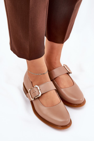 Chaussures en cuir pour femmes avec boucles Laura Messi 2980 couleur sable