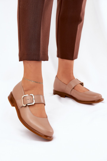 Chaussures en cuir pour femmes avec boucles Laura Messi 2980 couleur sable 2