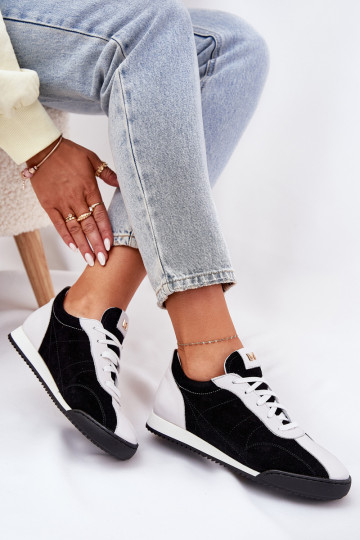 Baskets en cuir pour femmes Laura Messi 2935 couleur noire