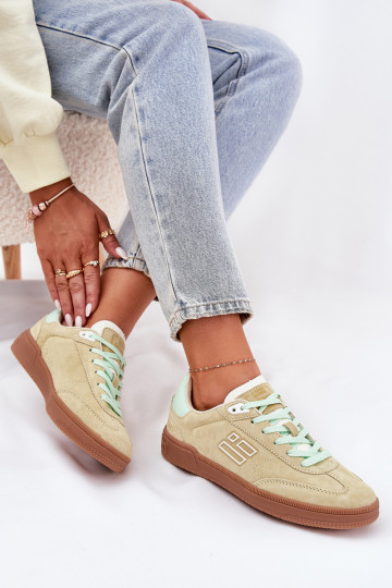 Baskets en daim pour femmes "Sneakers" D.Franklin DFSH387005 couleur vert lime