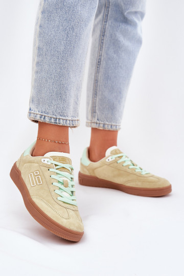 Baskets en daim pour femmes "Sneakers" D.Franklin DFSH387005 couleur vert lime 2