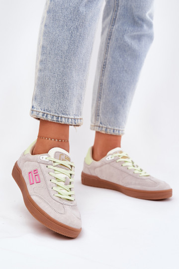 Baskets en daim pour femmes "Sneakers" D.Franklin DFSH387005 couleur blanc clair