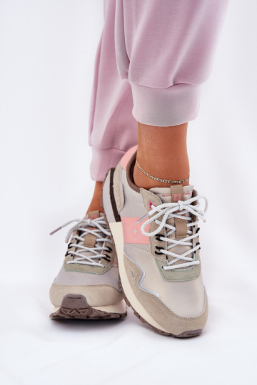 en daim Chaussures modèle baskets Féminin Big Star RR274243 HI-POLY SYSTEM gris-couleur rose 2