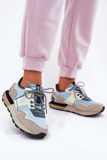 en daim Chaussures modèle baskets Féminin Big Star RR274245 HI-POLY SYSTEM gris-couleur bleue